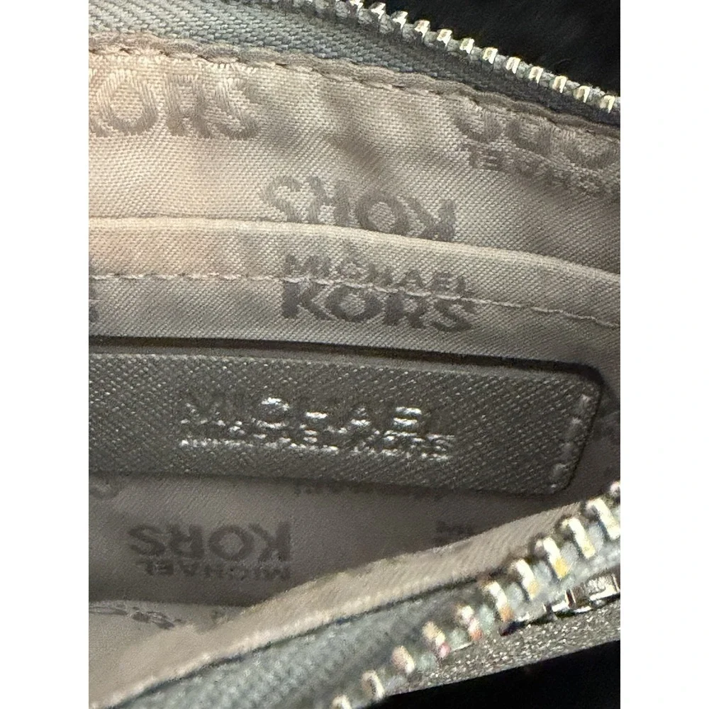 Michael Kors Mini Silver Glitter Wallet Id And Card Holder